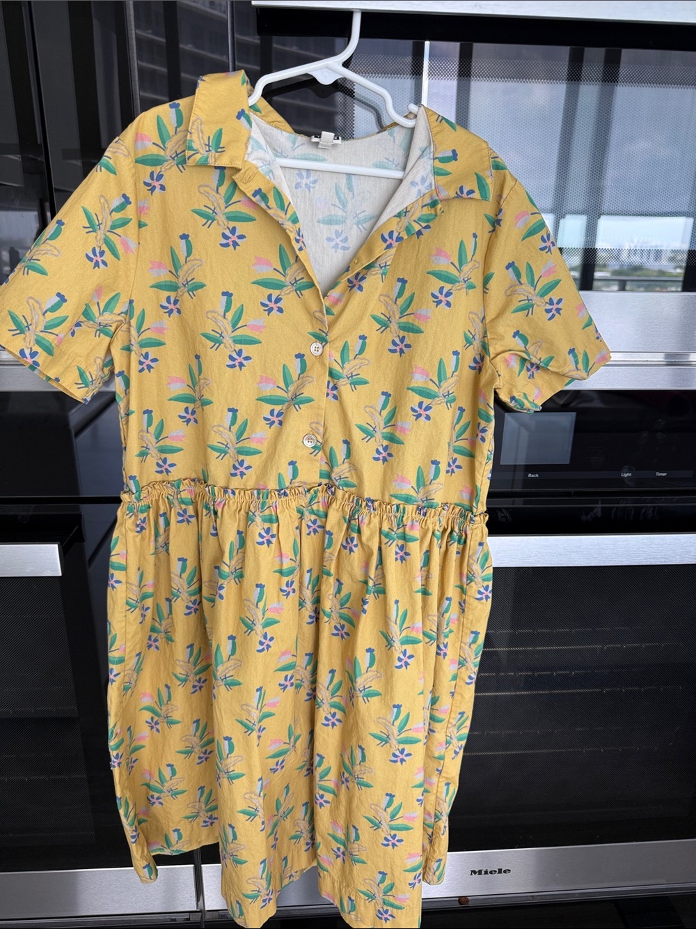 Bonton Yellow Floral Button-Front Casual Dress